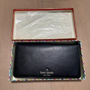 Kate Spade Outlet Full Size Bifold Black and Tan Wallet